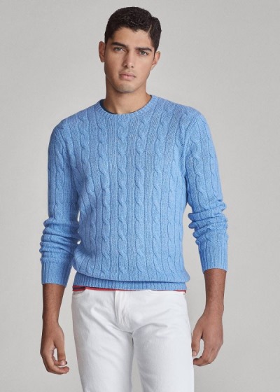 Sueter Polo Ralph Lauren Hombre Azul Rey Azules - Cable-Knit Cashmere - IEQYR6720